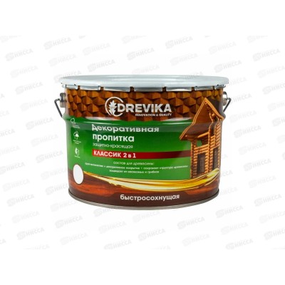 Декоративная пропитка DREVIKA 2в1 Классик калужница 9,0л *4