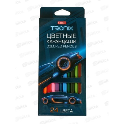 Карандаши 24цв Hatber Троникс трехгран к/к 093407  *6/120