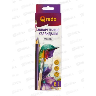 Карандаши 6цв QREDO "Aquarelle" акварельные, 15-8986 *24 Карандаши 6цв QREDO "Aquarelle" акварельные, 15-8986 *24