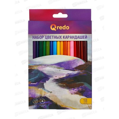 Карандаши 18цв QREDO &quotMountain River&quot дерев. трехгран., 15-3163 *8