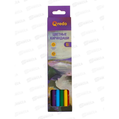 Карандаши  6цв QREDO &quotMountain River&quot дерев. трехгран., 15-3161 *24