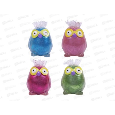 Игрушка-антистресс Сова блестящая 10см, в ассорт., А92-G018, 601485