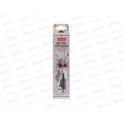 Карандаши  6цв Hatber Модница трехгран к/к 095276  *24