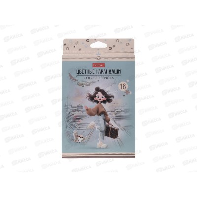 Карандаши 18цв Hatber Модница трехгран к/к 095278  *8