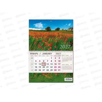 Календарь АД 2027 кварт. 1бл. Маки 295*210 0609.132