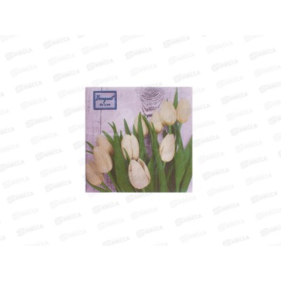 Салфетки 3сл 25л 24*24 Bouquet de Luxe Белые тюльпаны,25667*15