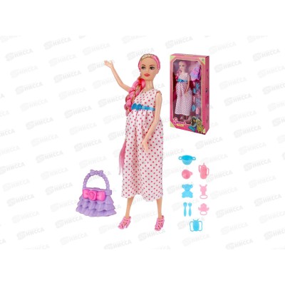 Кукла беременная 29см, с пупсом, микс, 10 аксесс. 2107792 в коробке