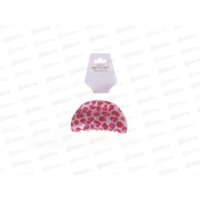 Pretty Girl Крабик для волос TS-B137 розовый леопард 8,3см полукр *12