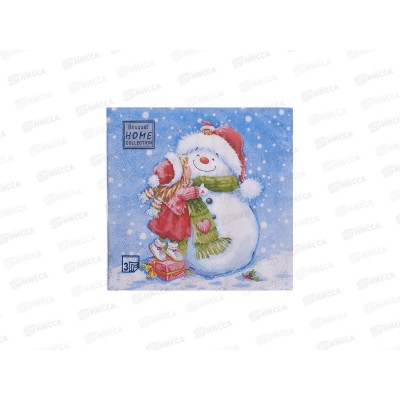 Салфетки 3сл 20л 33*33 Bouquet Home Девочка и снеговик 37493 *12
