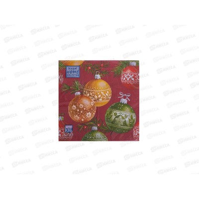 Салфетки 3сл 20л 33*33 Bouquet Home Новогодние шары на бордов,25691*12
