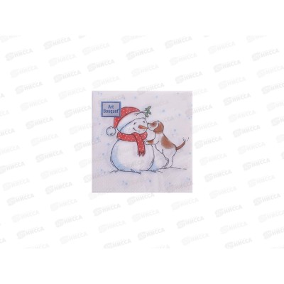 Салфетки 2сл 30л 20*20 Art Bouquet Снеговик и щенок, 25751 *26