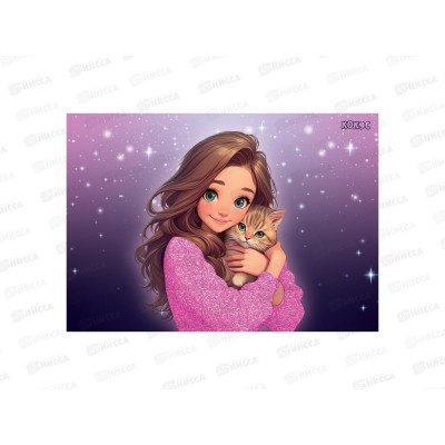 Клеенка д/труда КОКОС  &quotМилашка с котиком&quot,50*70,ПВХ 260583