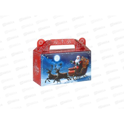 Коробка для конфет MI Сундучок Дед Мороз везет подарки (500г), ПП-6253