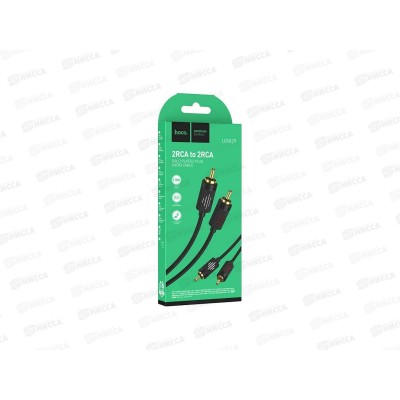 Кабель HOCO 2xRCA - 2xRCA, 1,5м, нейлон, позолоченные контакты, черный, HC-07766