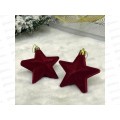 Набор елочных украшений 2шт Велюр &quotЗвезда&quot 8см рубин 201-4576