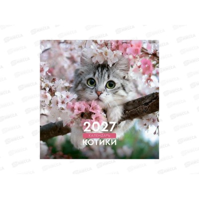 Календарь перекидной 2027 BG Котики 230*230мм скрепка. 390943 *10