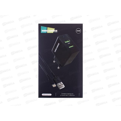 З/у сетевое 2USB 2.4A More choice NC11 с кабелем USB+Lightning Black