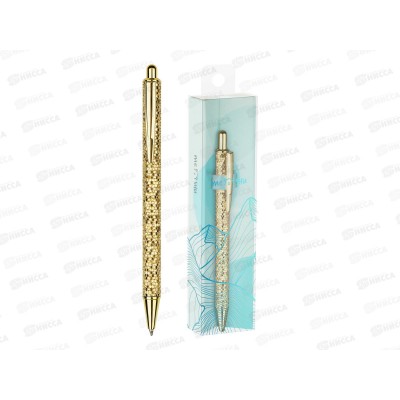 Ручка авт. MESHU Gold shimmer, синяя 1мм 89904 *24