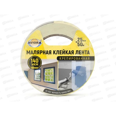 Скотч малярный на креп.бумаге 25мм*50м, AVIORA 304-007 *24