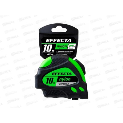 Рулетка Effecta Nylon 10м/25мм с магнитом, автостопом, лентой нейлон