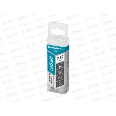 Сверло по металлу 1,0x34мм, HSS-Co, Р6М5К5, 20шт, RENNBOHR COBALT PROM