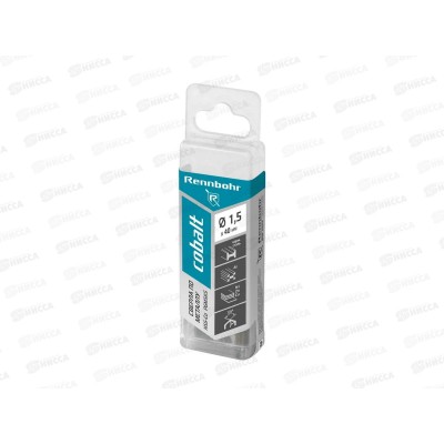 Сверло по металлу 1,5х40мм, HSS-Co, Р6М5К5, 20шт, RENNBOHR COBALT PROM