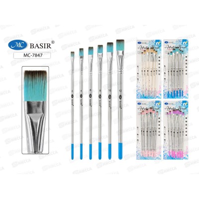 Кисти набор BASIR 6шт. нейлон ( 2, 6, 10, 12, 4), MС-7847 *24