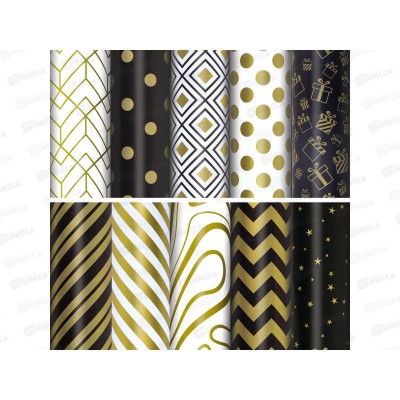 Бумага упак. ЗОЛОТАЯ СКАЗКА Golden pattern 70*100см 10диз. мел.591912