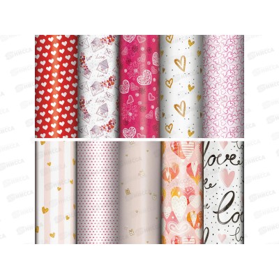 Бумага упак. ЗОЛОТАЯ СКАЗКА Love Story 70*100см 10диз. мел.591916
