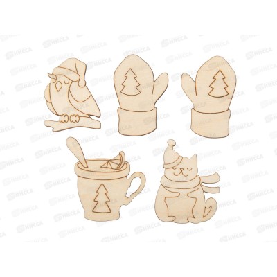 Заготовка для декор. &quotMr.Carving&quot БАНГ-40 Набор &quotНовогодний&quot фанера 4,5х3,5х0,3см