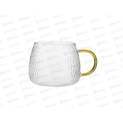 Кружка 350мл Риппли, стекло, с цветной ручкой, MILLIMI, 878-782  г
