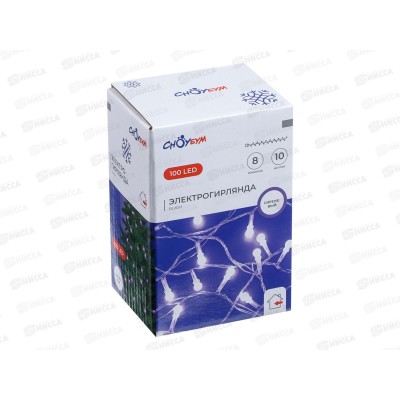 Гирлянда 10м вьюн 100LED сиреневый, 8 реж., пвх прозрачный, 384-204  г