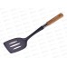 Лопатка с прорезями нейлон деревянная ручка 17302 *24/72