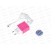 Зарядное устройство сетевое 2USB 2.4A для Lightning 8-pin More choice NC46i 1м, розовый