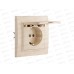 Розетка EKF Минск одинарная СП с зазеилением с крышкой и защитными шторками 16А бежевая EKF
