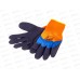 Перчатки хлопчатобумажные облитые Зима Торро Люкс двойной облив оранж с синим черные пальцы №289 *10/480