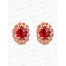 Серьги со стразами &quotЭдель&quot овал в ажуре,красный в золоте 1260987