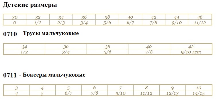 Соответствие размеров 3